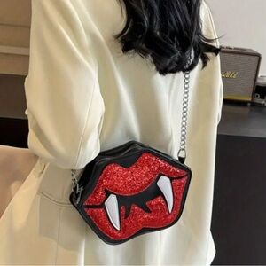 Vampire Lips Red and Black Crossbody Bag